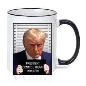 President Donald J Trump Mugshot Never Surrender 11oz Black Color Changing Mug