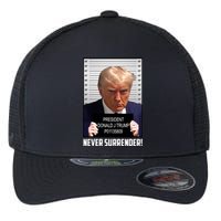 President Donald J Trump Mugshot Never Surrender Flexfit Unipanel Trucker Cap