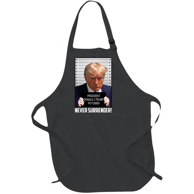 President Donald J Trump Mugshot Never Surrender Full-Length Apron With Pockets