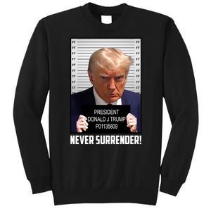 President Donald J Trump Mugshot Never Surrender Sweatshirt