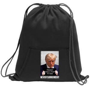 President Donald J Trump Mugshot Never Surrender Sweatshirt Cinch Pack Bag