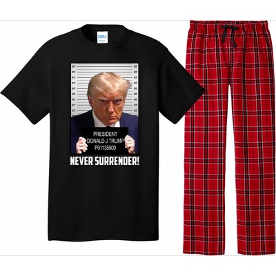 President Donald J Trump Mugshot Never Surrender Pajama Set