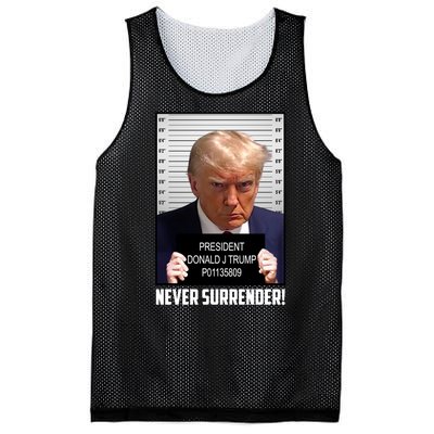 President Donald J Trump Mugshot Never Surrender Mesh Reversible Basketball Jersey Tank