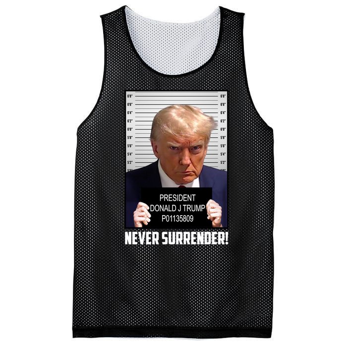 President Donald J Trump Mugshot Never Surrender Mesh Reversible Basketball Jersey Tank