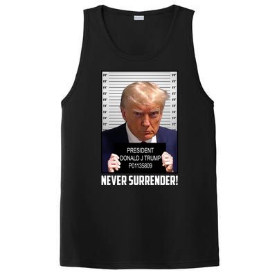 President Donald J Trump Mugshot Never Surrender PosiCharge Competitor Tank