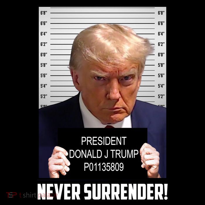 President Donald J Trump Mugshot Never Surrender Kids T-Shirt