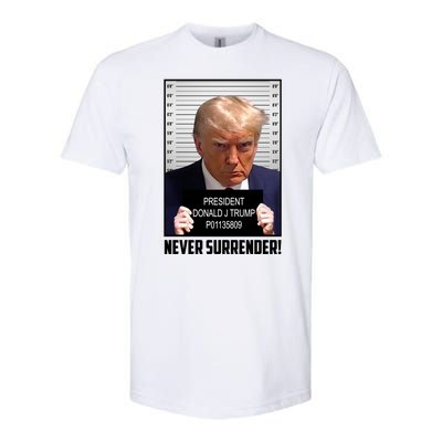 President Donald J Trump Mugshot Never Surrender Softstyle CVC T-Shirt