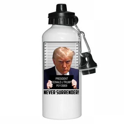 President Donald J Trump Mugshot Never Surrender Aluminum Water Bottle 