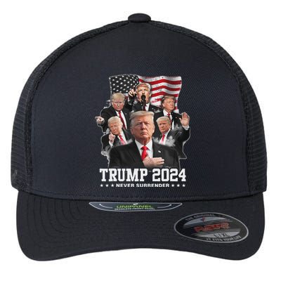 President Donald J Trump 2024 Never Surrender Flexfit Unipanel Trucker Cap