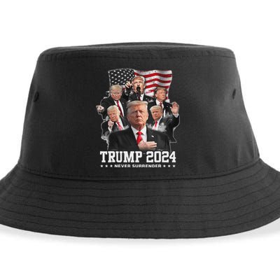 President Donald J Trump 2024 Never Surrender Sustainable Bucket Hat