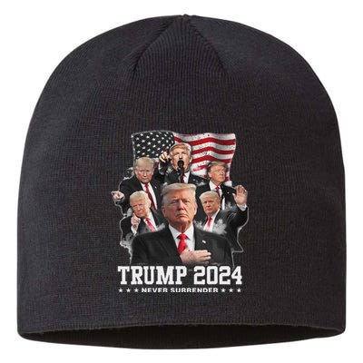 President Donald J Trump 2024 Never Surrender Sustainable Beanie