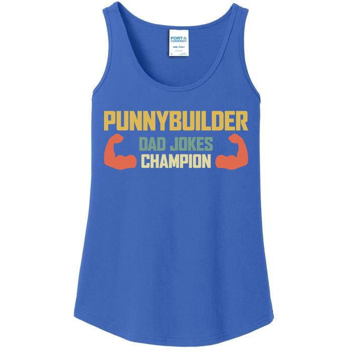 Punnybuilder Dad Jokes Champion Vintage Bodybuilder Pun Gift Ladies Essential Tank