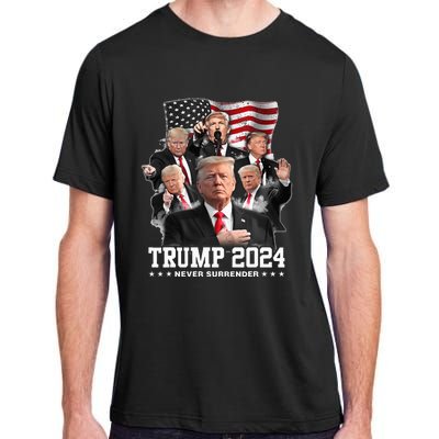 President Donald J Trump 2024 Never Surrender Adult ChromaSoft Performance T-Shirt