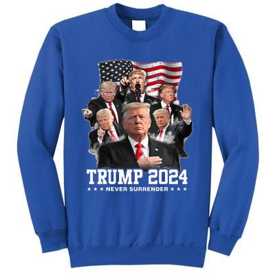 President Donald J Trump 2024 Never Surrender Tall Sweatshirt