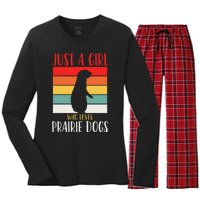 Prairie Dog Just a Who Loves Prairie Dogs Retro Women's Long Sleeve Flannel Pajama Set 