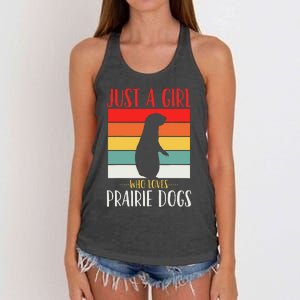 Prairie Dog Just a Who Loves Prairie Dogs Retro Women's Knotted Racerback Tank