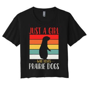 Prairie Dog Just a Who Loves Prairie Dogs Retro Women's Crop Top Tee