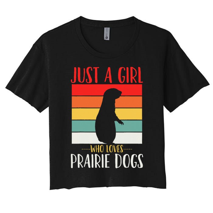 Prairie Dog Just a Who Loves Prairie Dogs Retro Women's Crop Top Tee