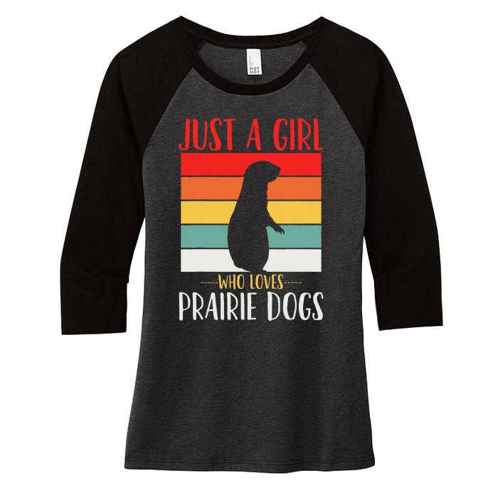 Prairie Dog Just a Who Loves Prairie Dogs Retro Women's Tri-Blend 3/4-Sleeve Raglan Shirt