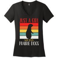 Prairie Dog Just a Who Loves Prairie Dogs Retro Women's V-Neck T-Shirt