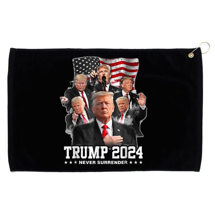 President Donald J Trump 2024 Never Surrender Grommeted Golf Towel