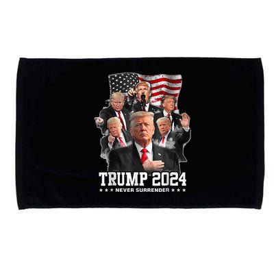 President Donald J Trump 2024 Never Surrender Microfiber Hand Towel