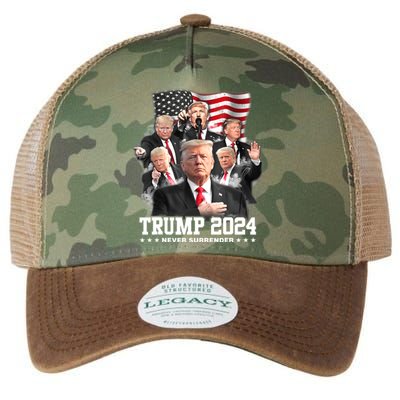 President Donald J Trump 2024 Never Surrender Legacy Tie Dye Trucker Hat