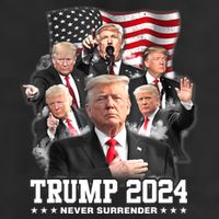 President Donald J Trump 2024 Never Surrender 7 Panel Mesh Trucker Snapback Hat