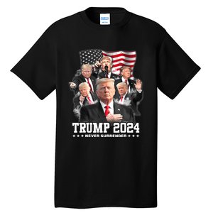 President Donald J Trump 2024 Never Surrender Tall T-Shirt