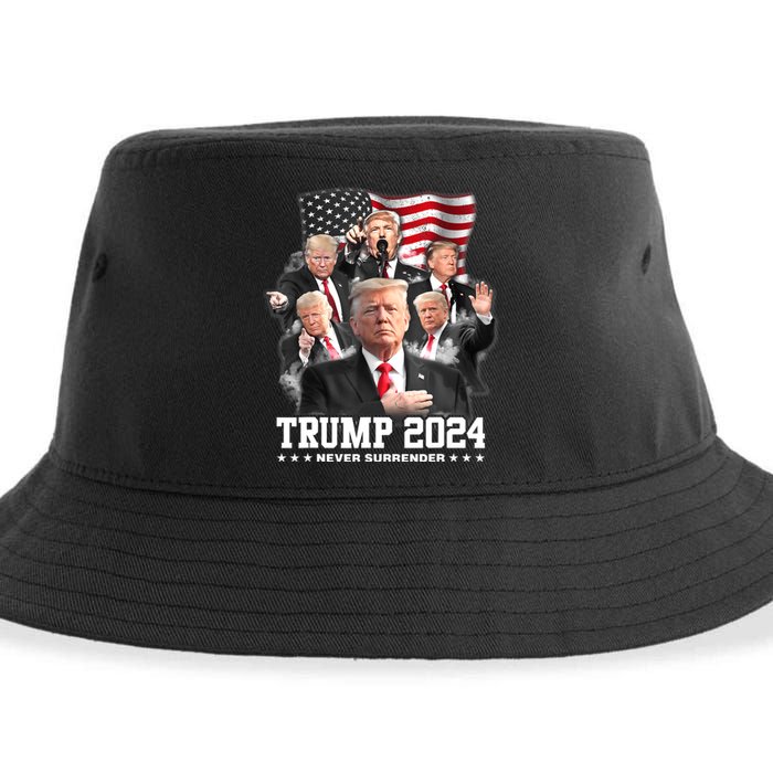 President Donald J Trump 2024 Never Surrender Sustainable Bucket Hat