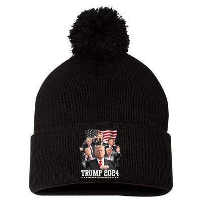 President Donald J Trump 2024 Never Surrender Pom Pom 12in Knit Beanie