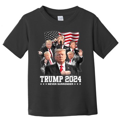 President Donald J Trump 2024 Never Surrender Toddler T-Shirt