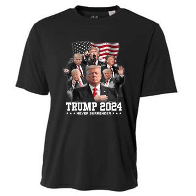 President Donald J Trump 2024 Never Surrender Cooling Performance Crew T-Shirt