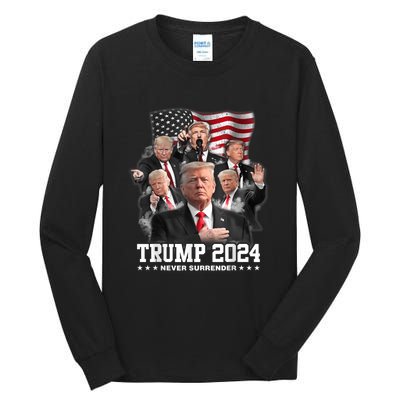 President Donald J Trump 2024 Never Surrender Tall Long Sleeve T-Shirt