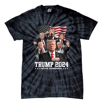 President Donald J Trump 2024 Never Surrender Tie-Dye T-Shirt