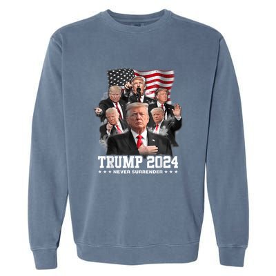 President Donald J Trump 2024 Never Surrender Garment-Dyed Sweatshirt