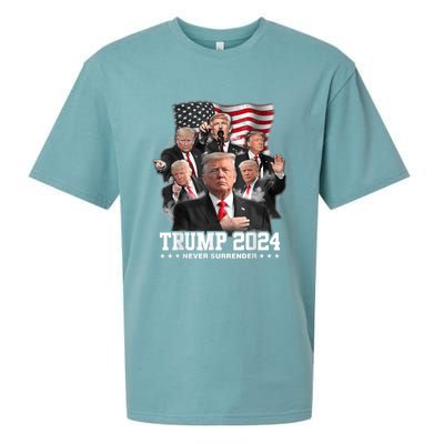 President Donald J Trump 2024 Never Surrender Sueded Cloud Jersey T-Shirt