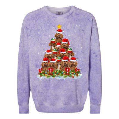 Poodle Dog Lover Xmas Tree Santa Christmas Poodle Gift Colorblast Crewneck Sweatshirt