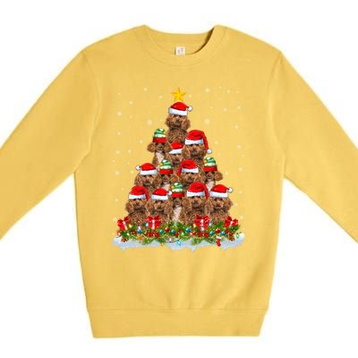 Poodle Dog Lover Xmas Tree Santa Christmas Poodle Gift Premium Crewneck Sweatshirt