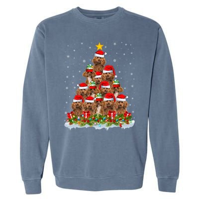 Poodle Dog Lover Xmas Tree Santa Christmas Poodle Gift Garment-Dyed Sweatshirt