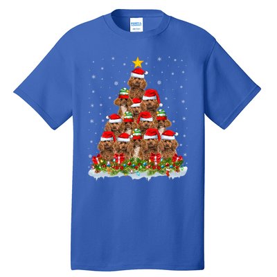 Poodle Dog Lover Xmas Tree Santa Christmas Poodle Gift Tall T-Shirt