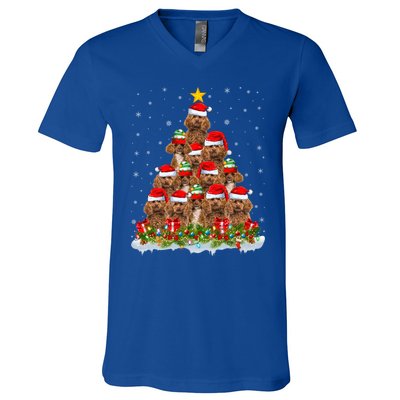 Poodle Dog Lover Xmas Tree Santa Christmas Poodle Gift V-Neck T-Shirt