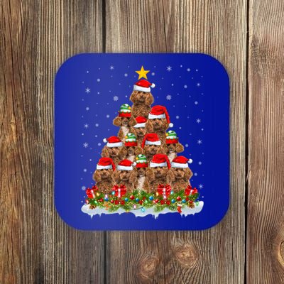 Poodle Dog Lover Xmas Tree Santa Christmas Poodle Gift Coaster