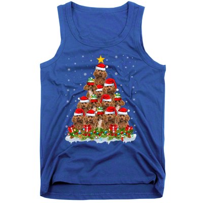 Poodle Dog Lover Xmas Tree Santa Christmas Poodle Gift Tank Top