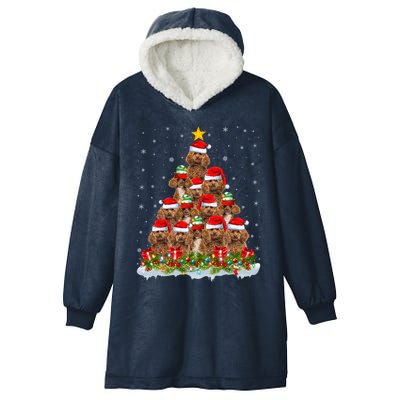 Poodle Dog Lover Xmas Tree Santa Christmas Poodle Gift Hooded Wearable Blanket