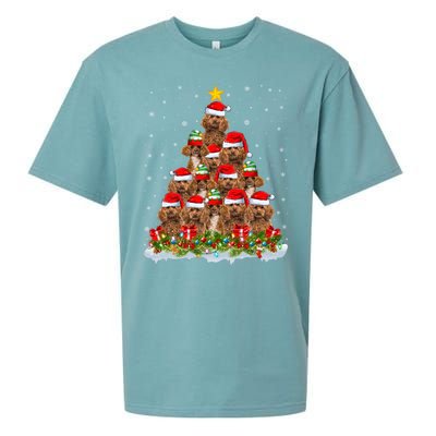 Poodle Dog Lover Xmas Tree Santa Christmas Poodle Gift Sueded Cloud Jersey T-Shirt