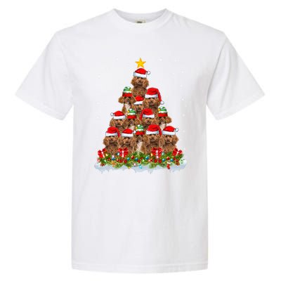 Poodle Dog Lover Xmas Tree Santa Christmas Poodle Gift Garment-Dyed Heavyweight T-Shirt