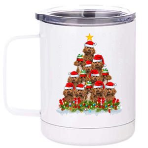 Poodle Dog Lover Xmas Tree Santa Christmas Poodle Gift 12 oz Stainless Steel Tumbler Cup