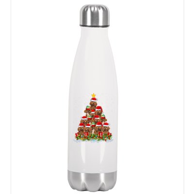 Poodle Dog Lover Xmas Tree Santa Christmas Poodle Gift Stainless Steel Insulated Water Bottle