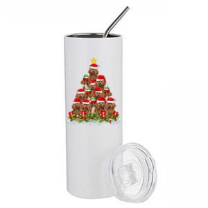 Poodle Dog Lover Xmas Tree Santa Christmas Poodle Gift Stainless Steel Tumbler